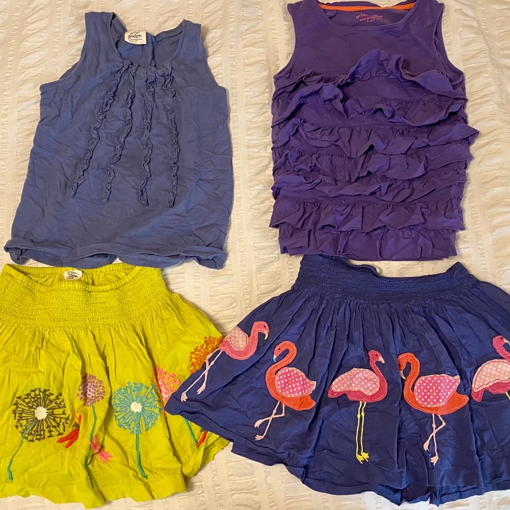 7 8 9 10 Mini Boden Applique Skirt Shirt Lot